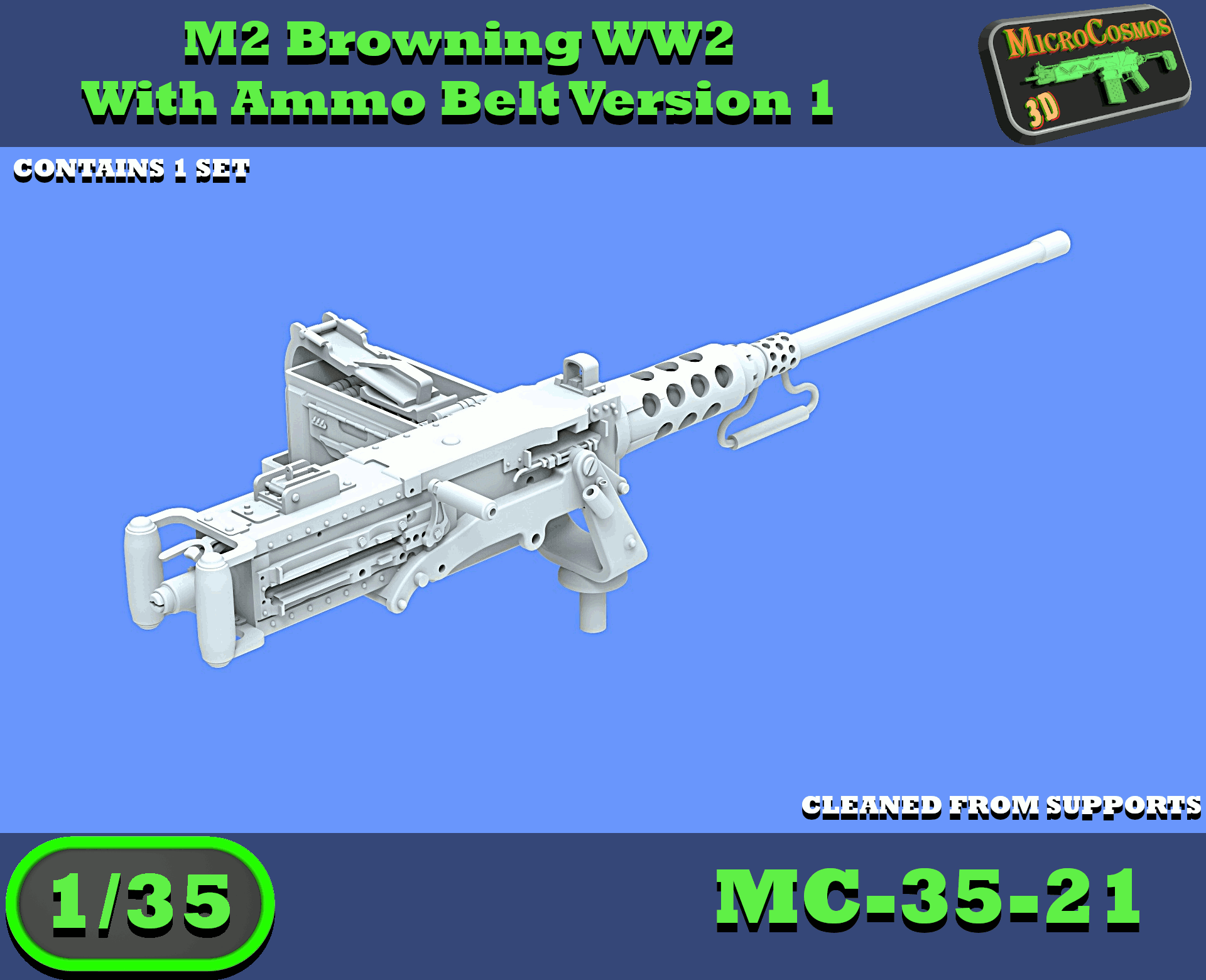 MC-35-21 - M2 Browning WW2 With Ammo Belt Version 1