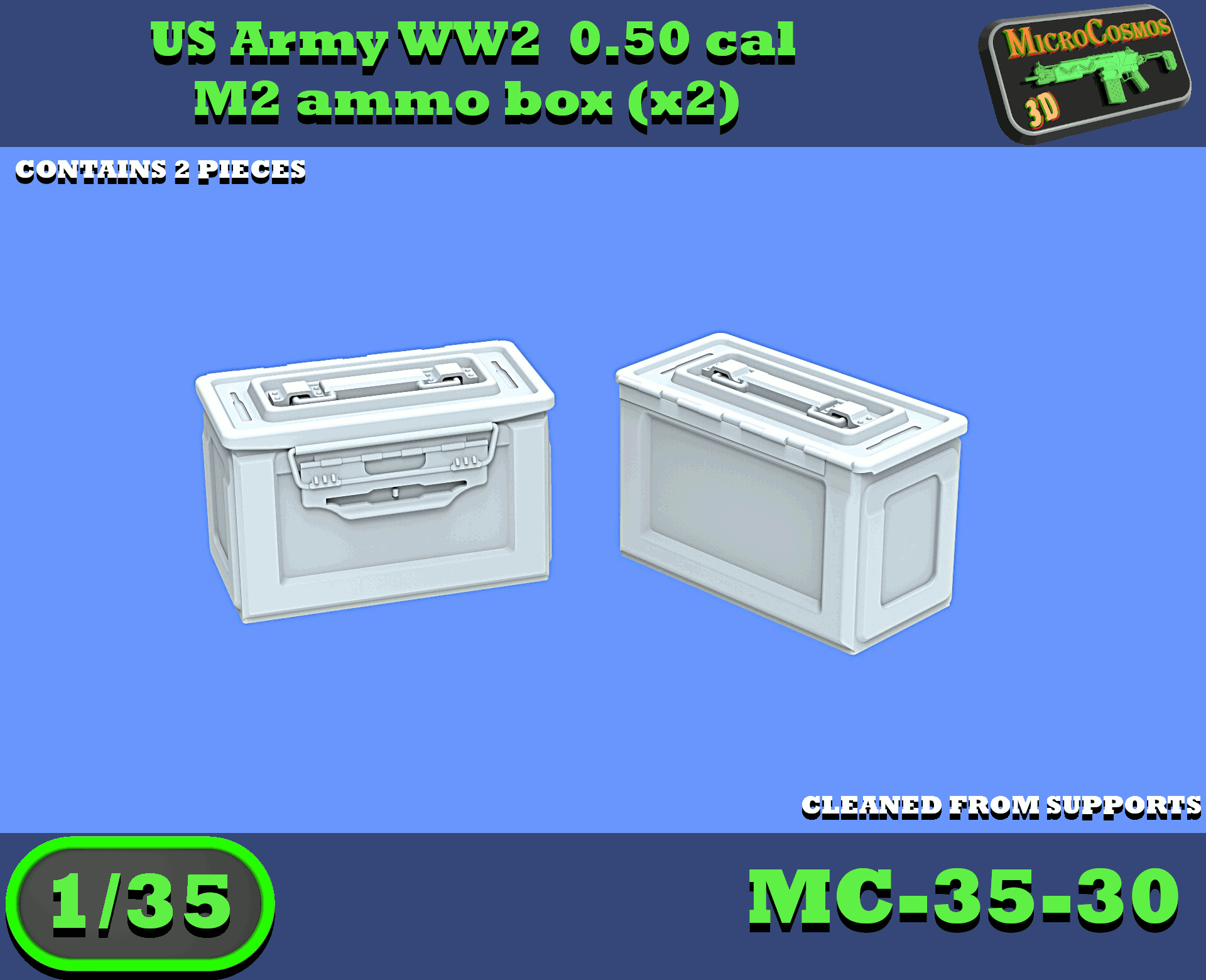MC-35-30 - US WW2 0.50 CAL M2 Ammo Box Small Set