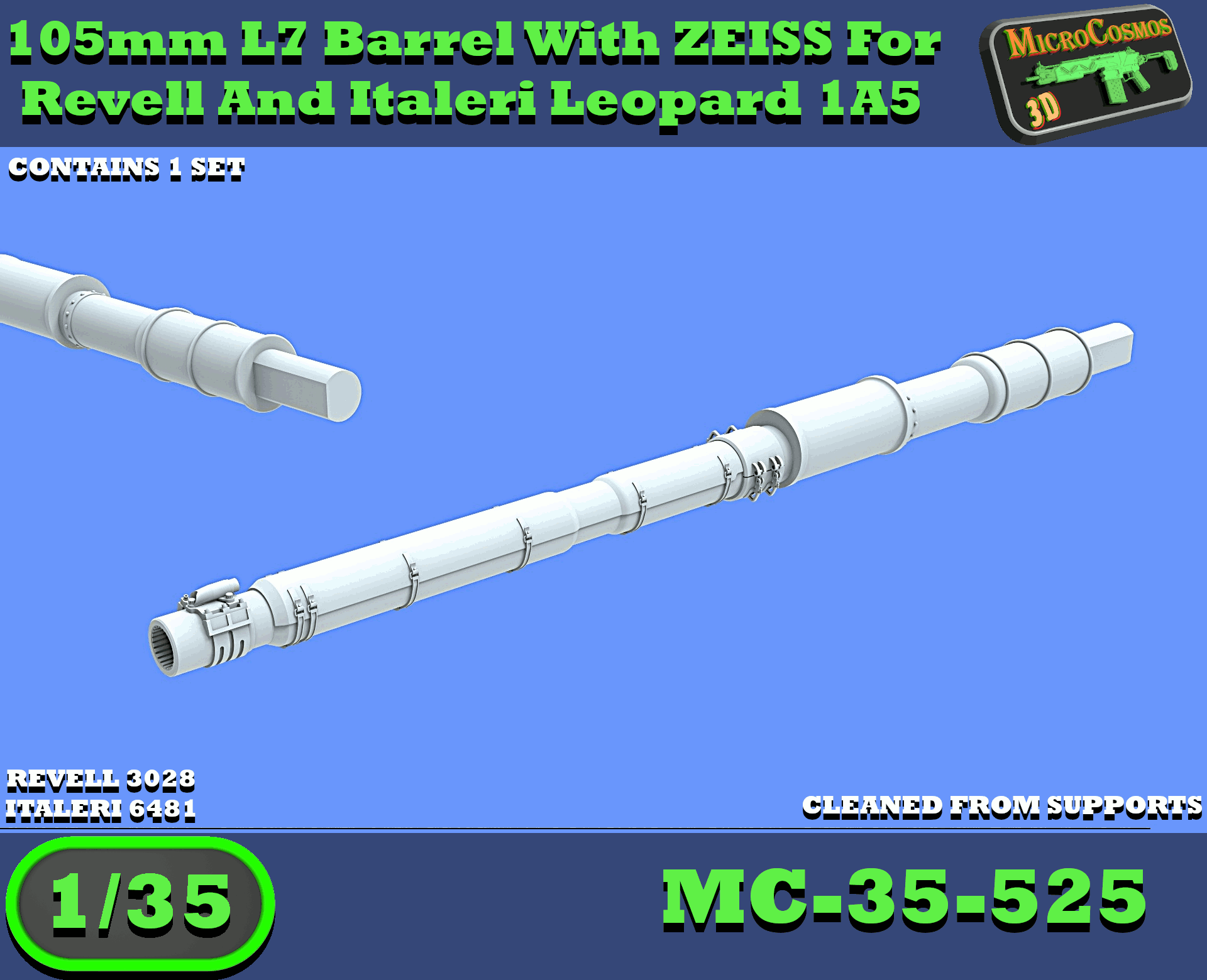 MC-35-525 - L7 Barrel With ZEISS For Revell And Italeri Leopard 1A5