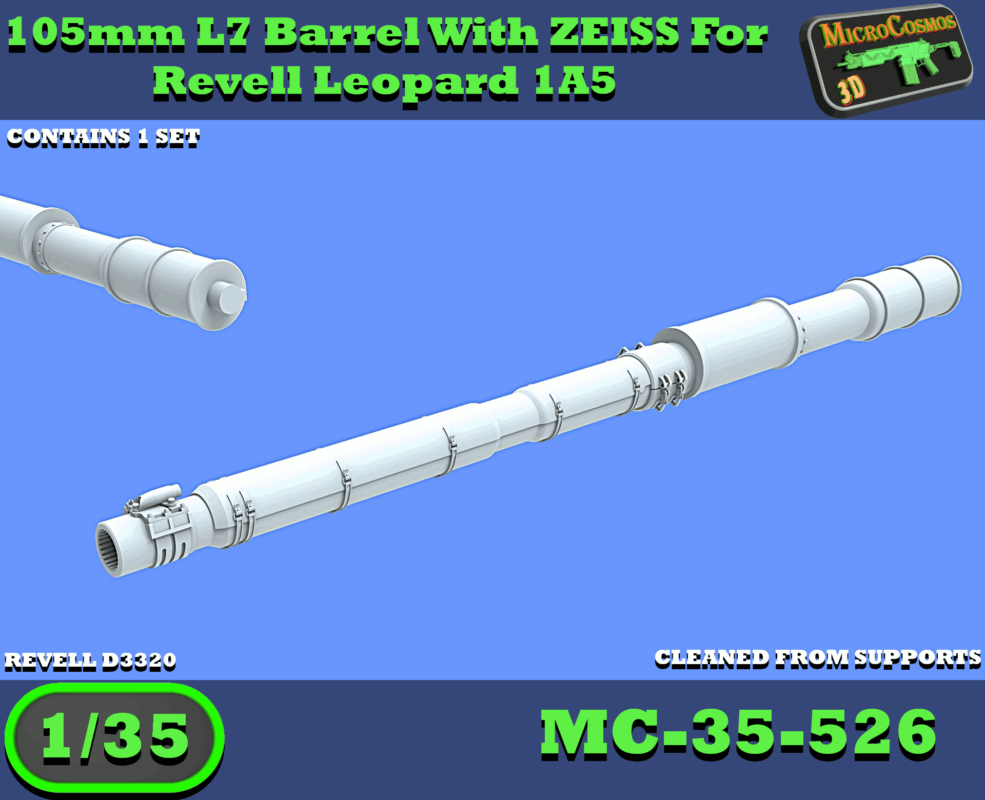 MC-35-526 - L7 Barrel With ZEISS For Revell Leopard 1A5