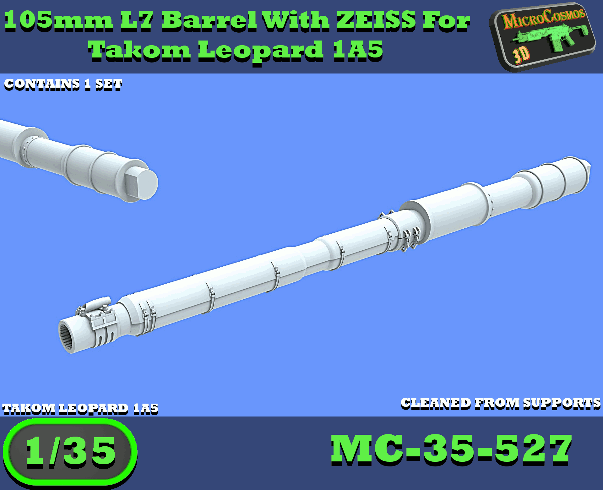 MC-35-527 - L7 Barrel With ZEISS For Takom Leopard 1A5