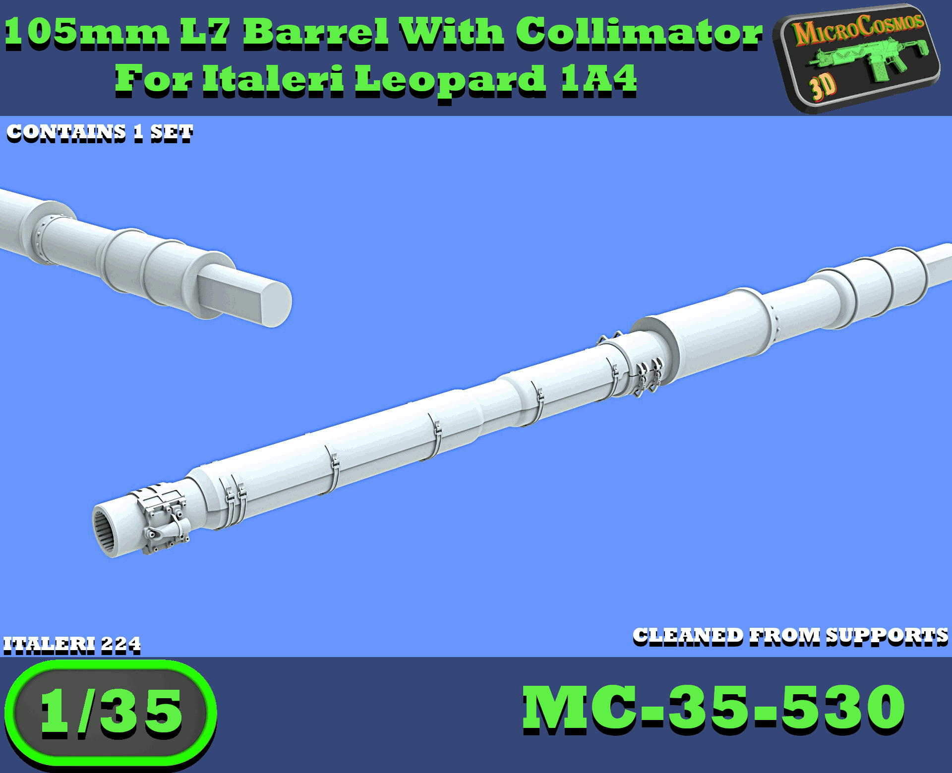 MC-35-530 - L7 Barrel With Collimator For Italeri Leopard 1A4