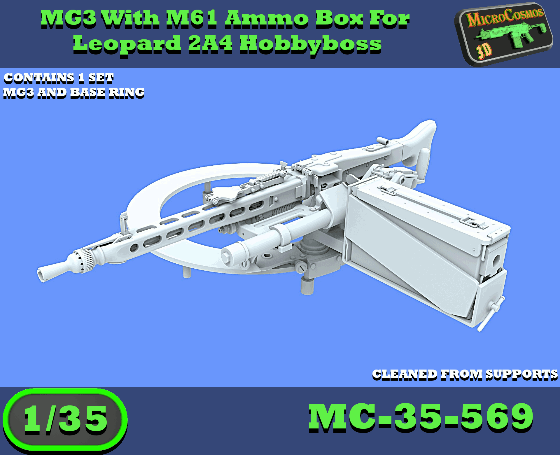 MC-35-569 - MG3 avec boîte de munitions M61 pour Leopard 2A4 HobbyBoss