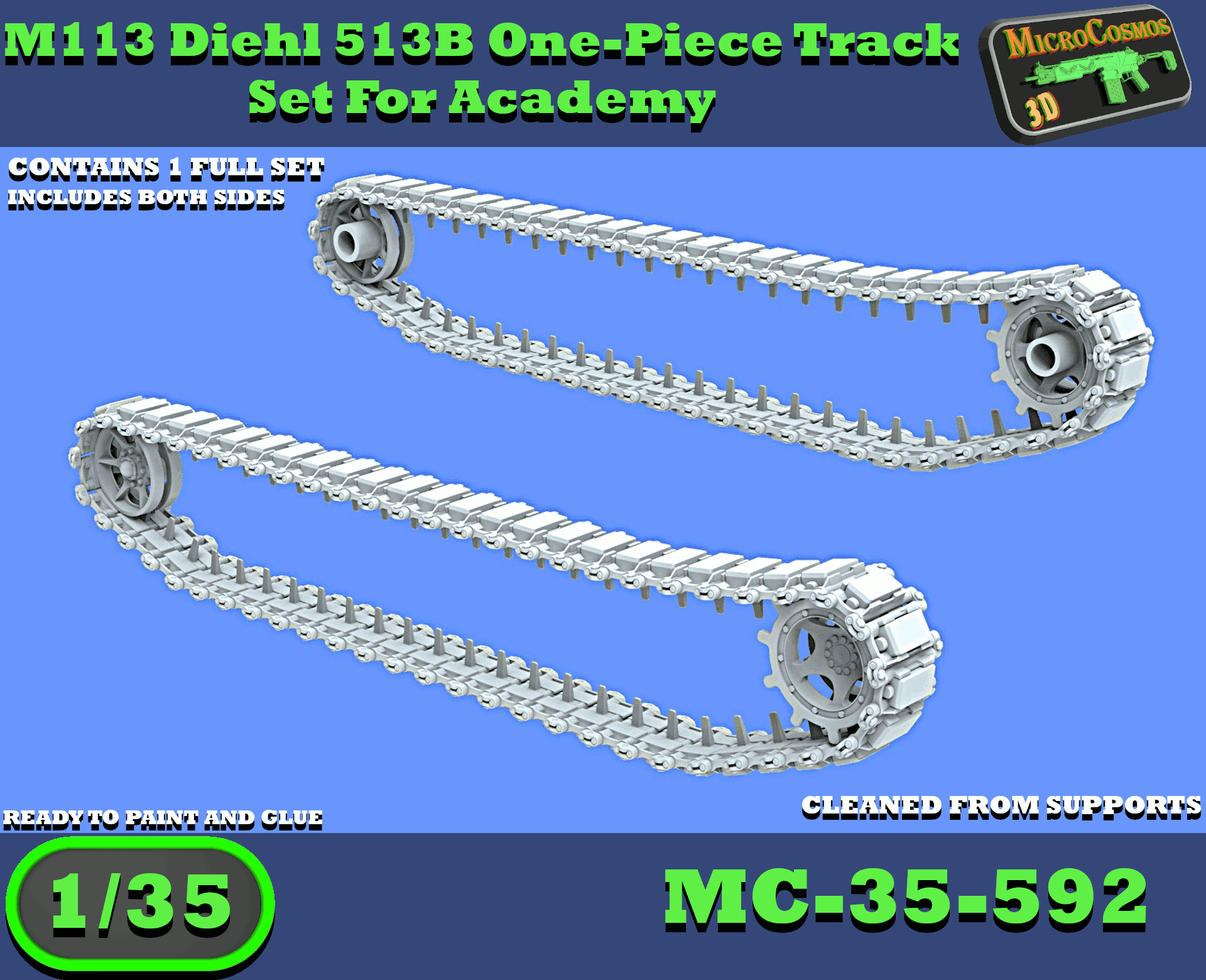 MC-35-592 - M113 Diehl 513B Einteiliges Kettenset für Academy