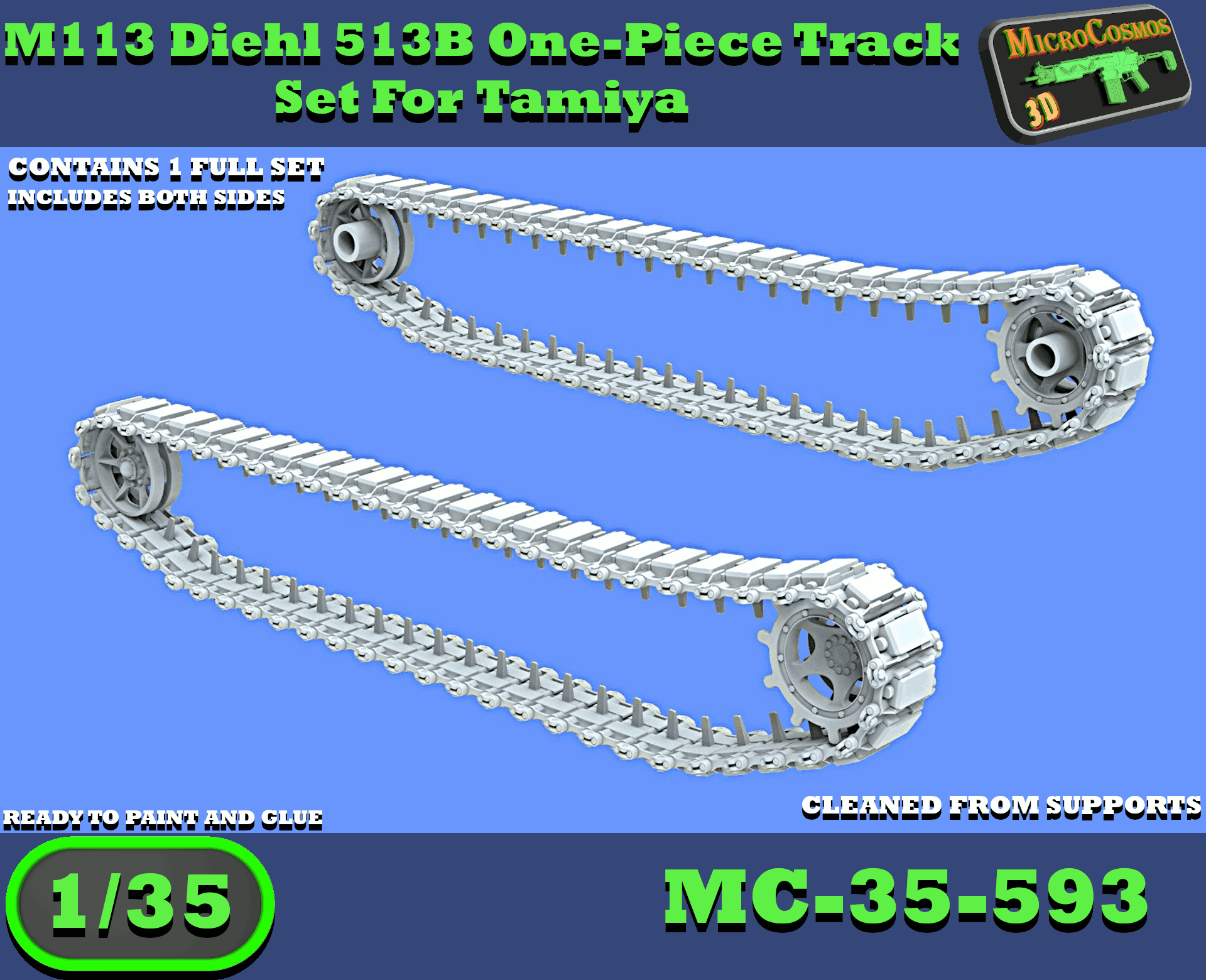 MC-35-593 - M113 Diehl 513B Einteiliges Kettenset für Tamiya