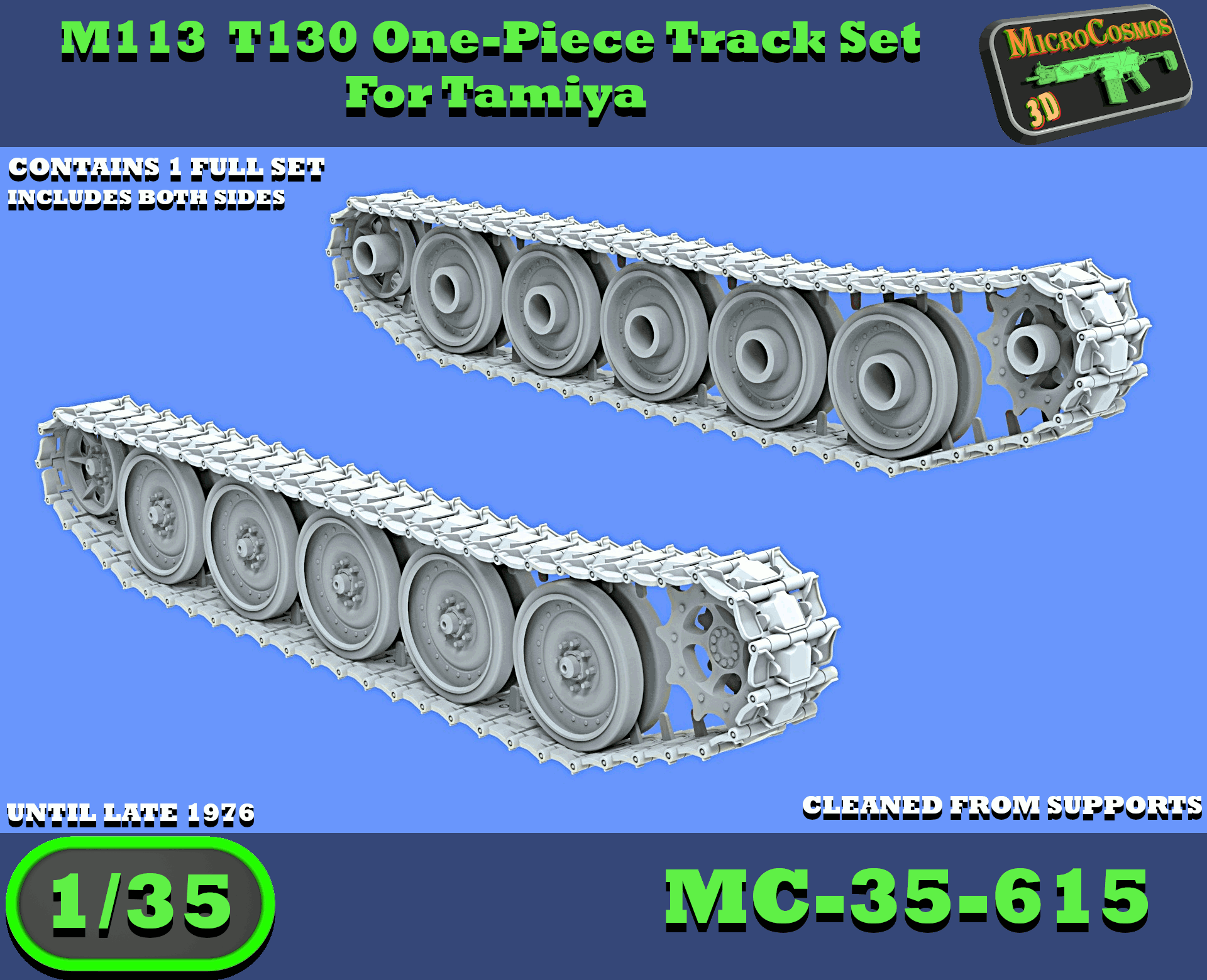 MC-35-615 - M113 T130 One-Piece Track Set With Road Wheels For Tamiya