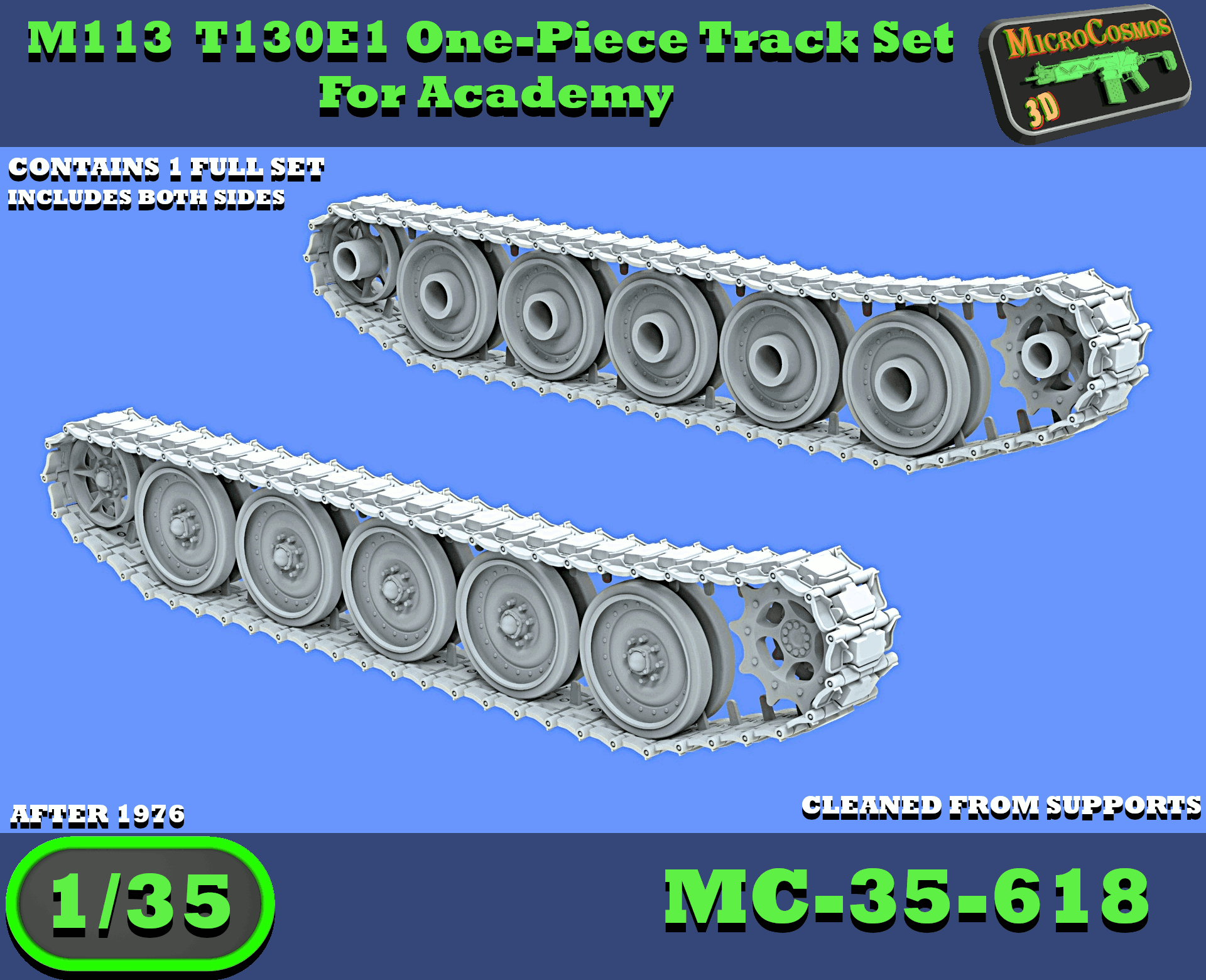 MC-35-618 - M113 T130E1 One-Piece Track Set With Road Wheels For Academy