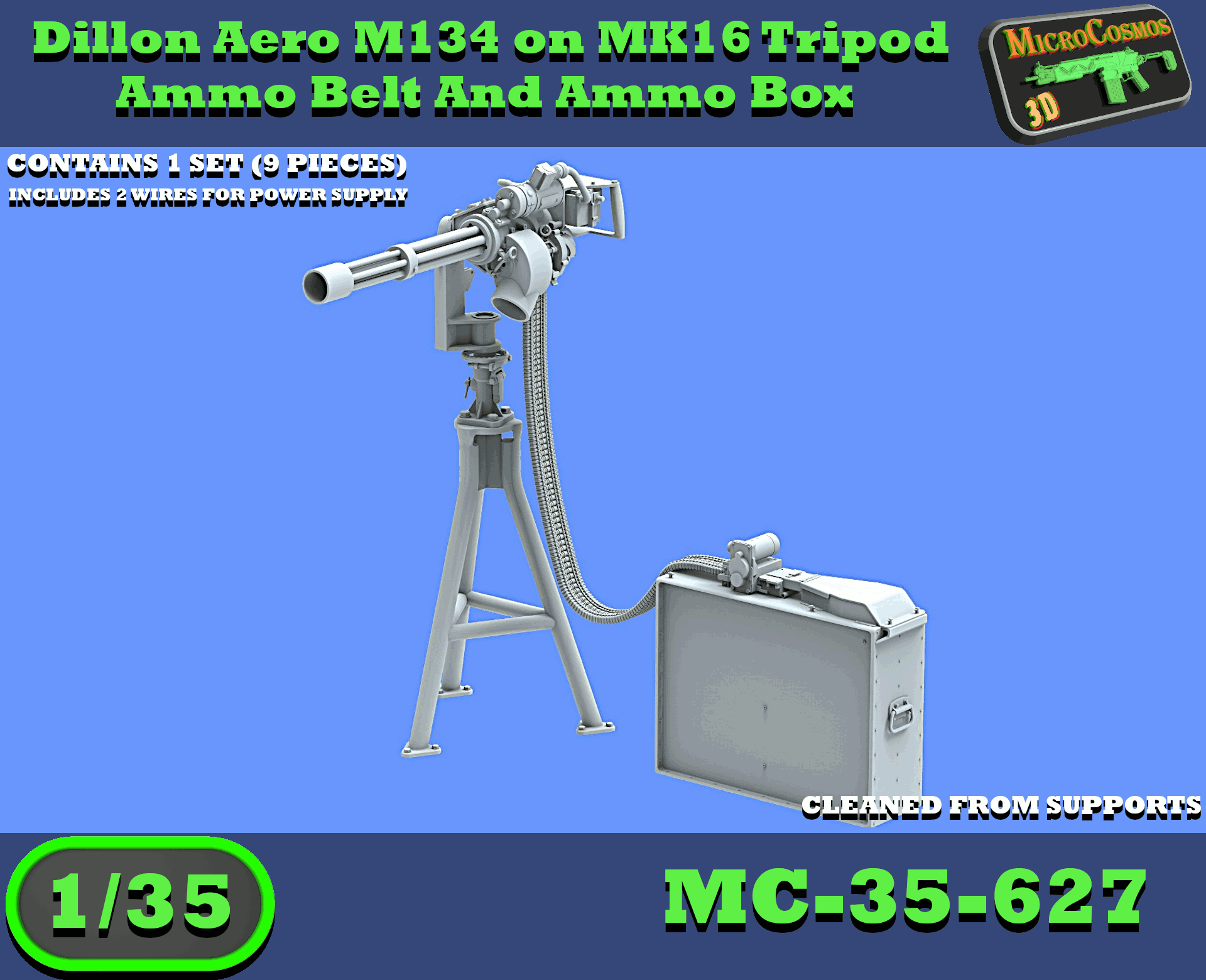MC-35-627 - M134 On MK16 Tripod With Ammo Box