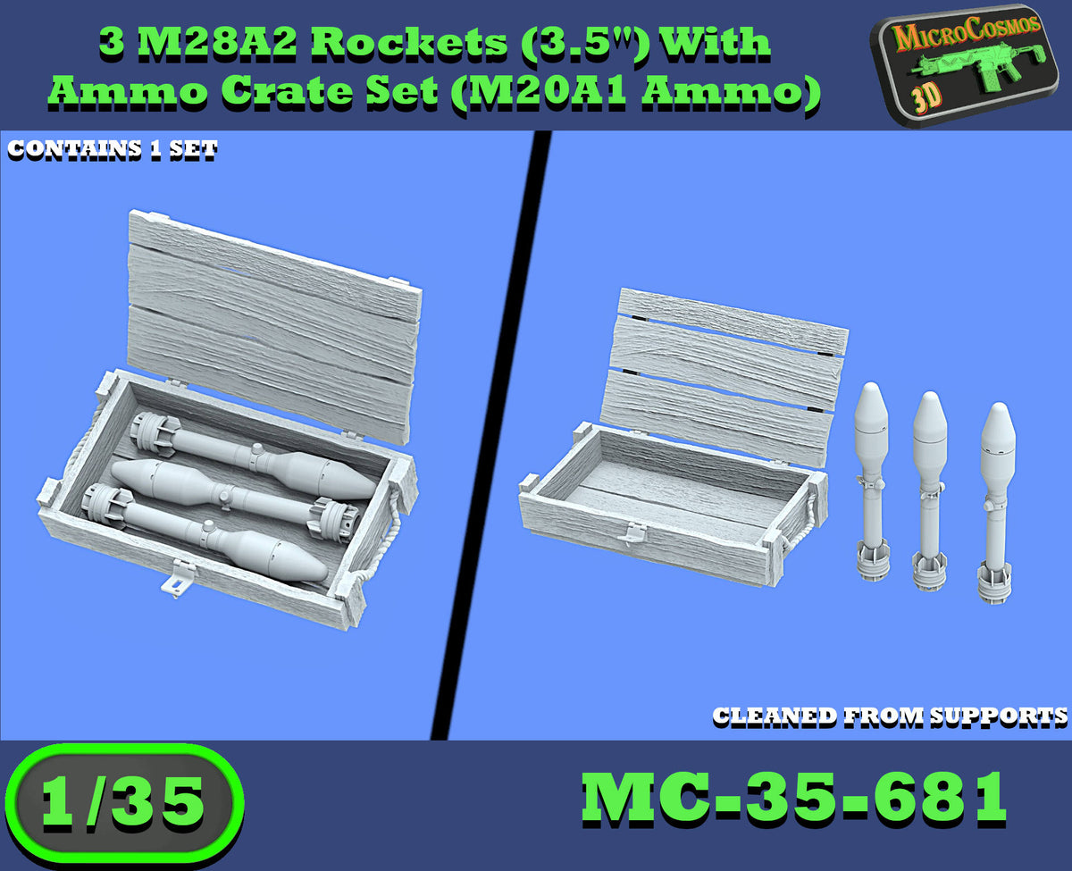MC-35-681 - M28A2 Rockets With Ammo Crate  Set (M20A1 Super Bazooka Ammunition)
