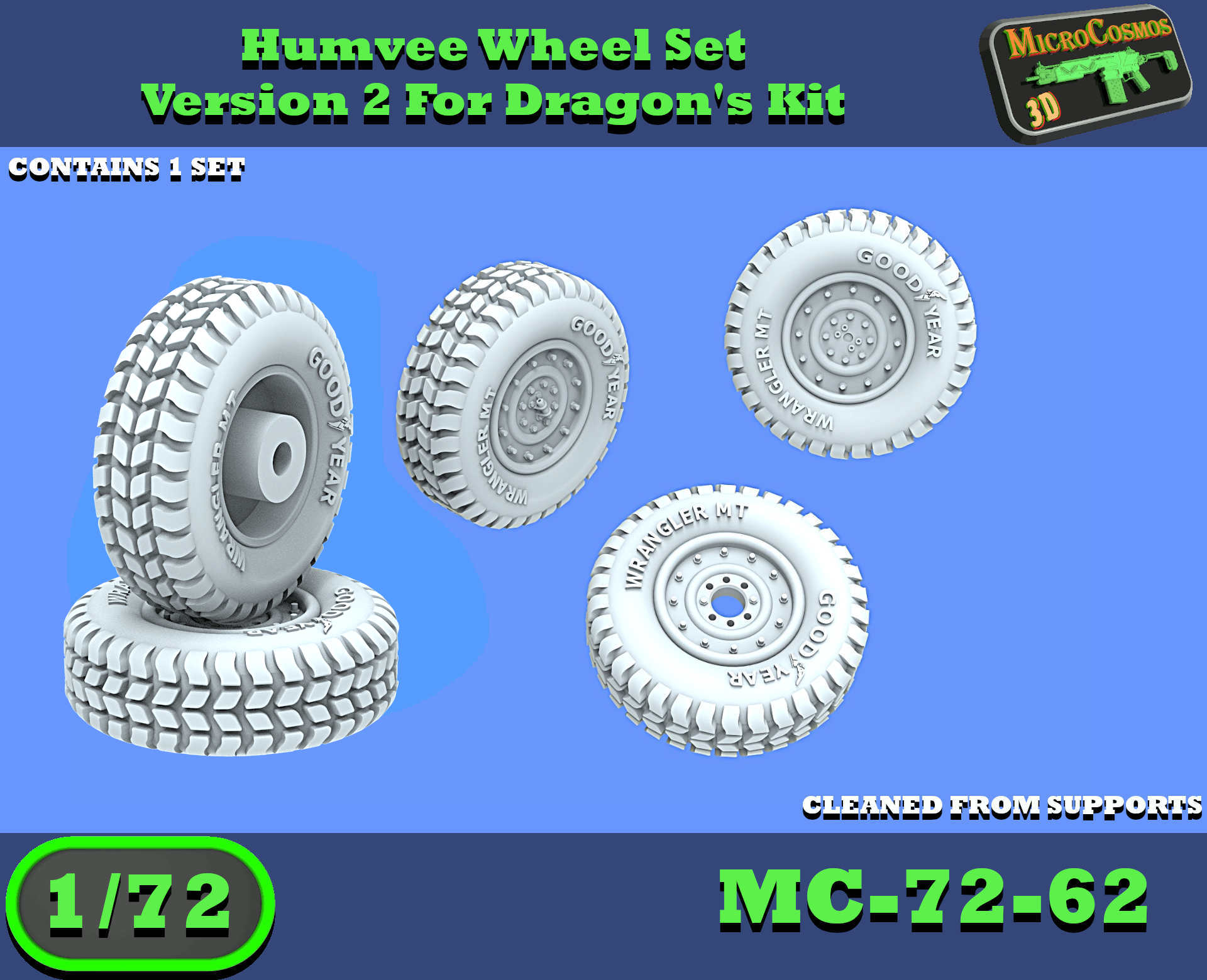 MC-72-62 - Humvee Radsatz Version 2 für Drachen-Bausatz